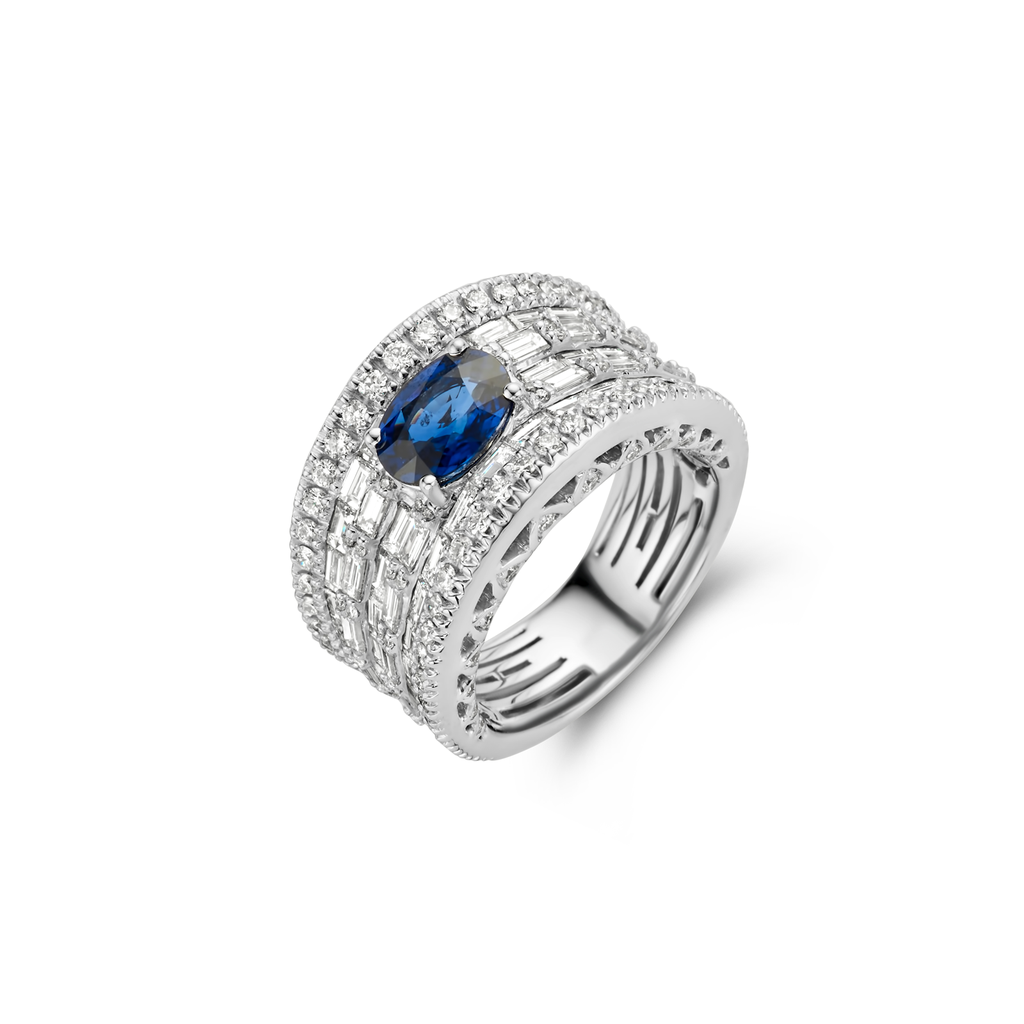Diamond Ring with Oval Sapphire