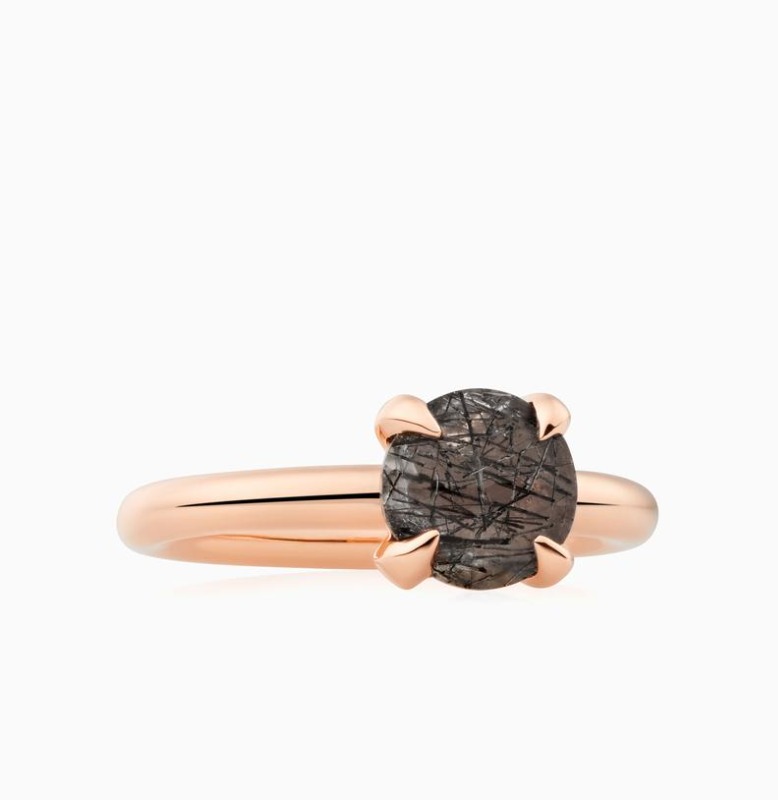 Catch Ring with Rutile Quartz Briolette