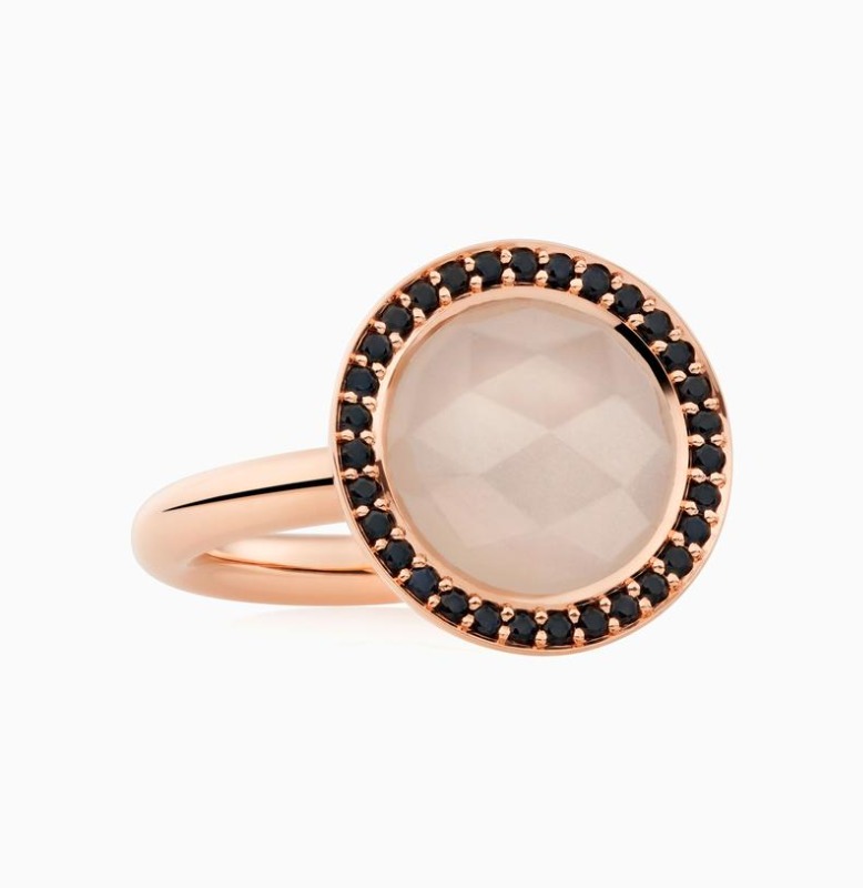 Sushi Ring with Moonstone and Black Sapphires