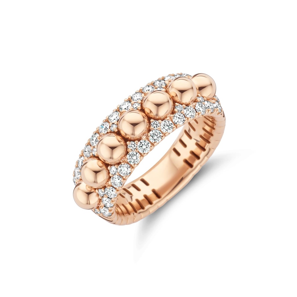 Pink gold ring with diamonds