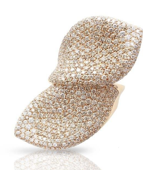 Feel Ring in Pink Gold with White and Champagne Diamonds
