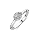 White, yellow or pink gold solitair with Pear shape and brilliant cut diamonds
