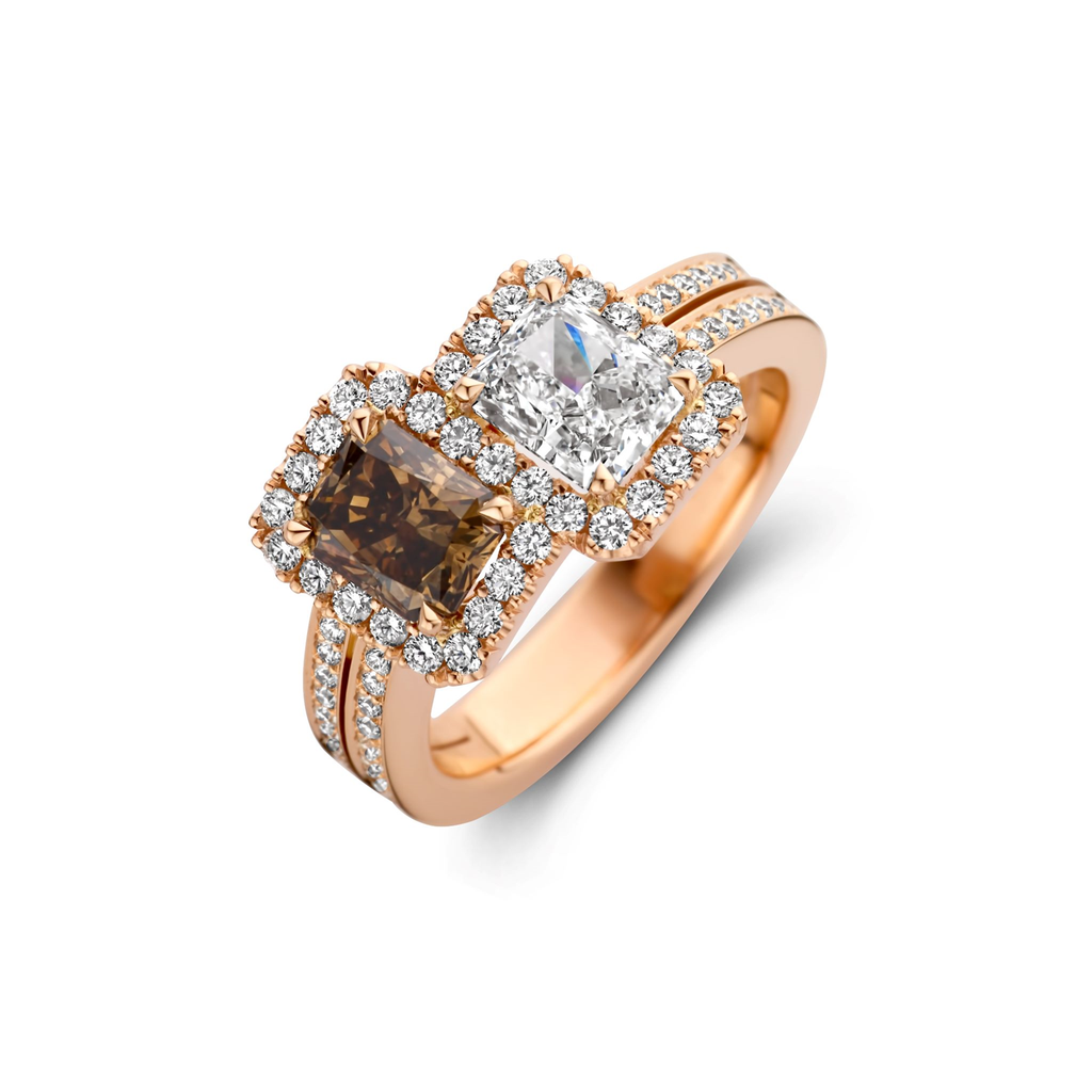 Pink gold Toi & Moi ring