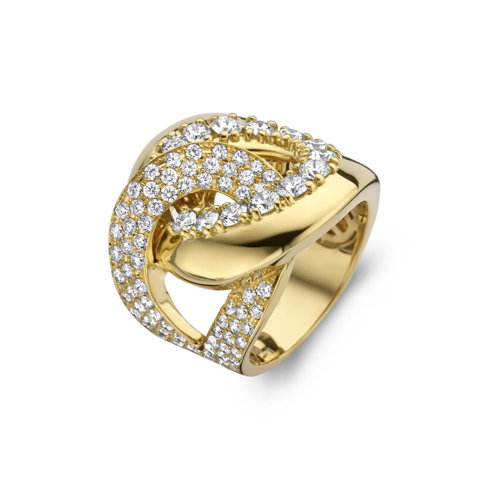 Yellow gold ring with diamonds.