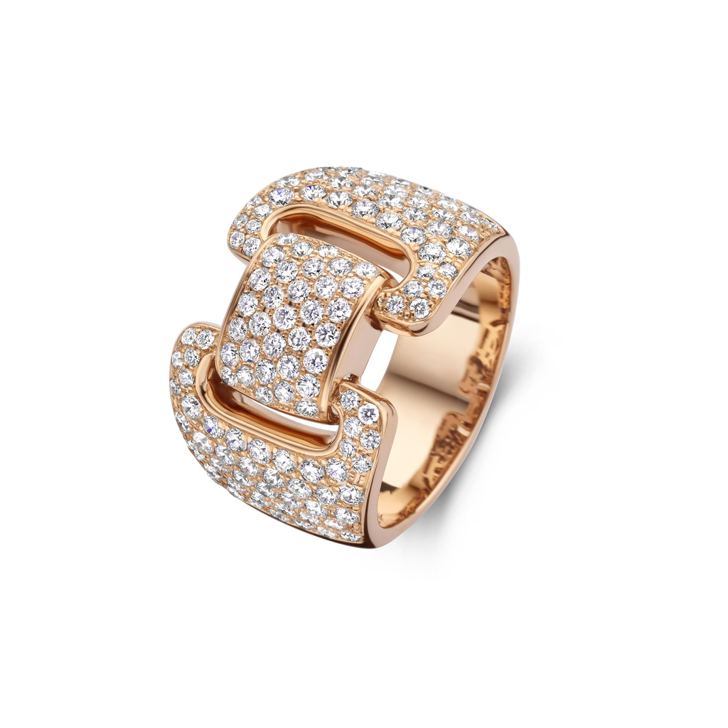 Pink gold Pavé ring with diamonds