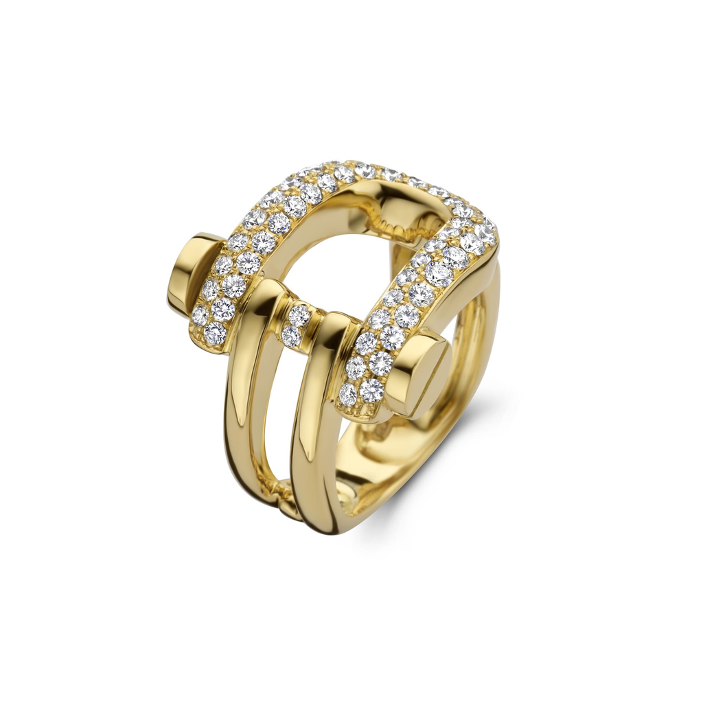 Yellow gold ring with diamonds.