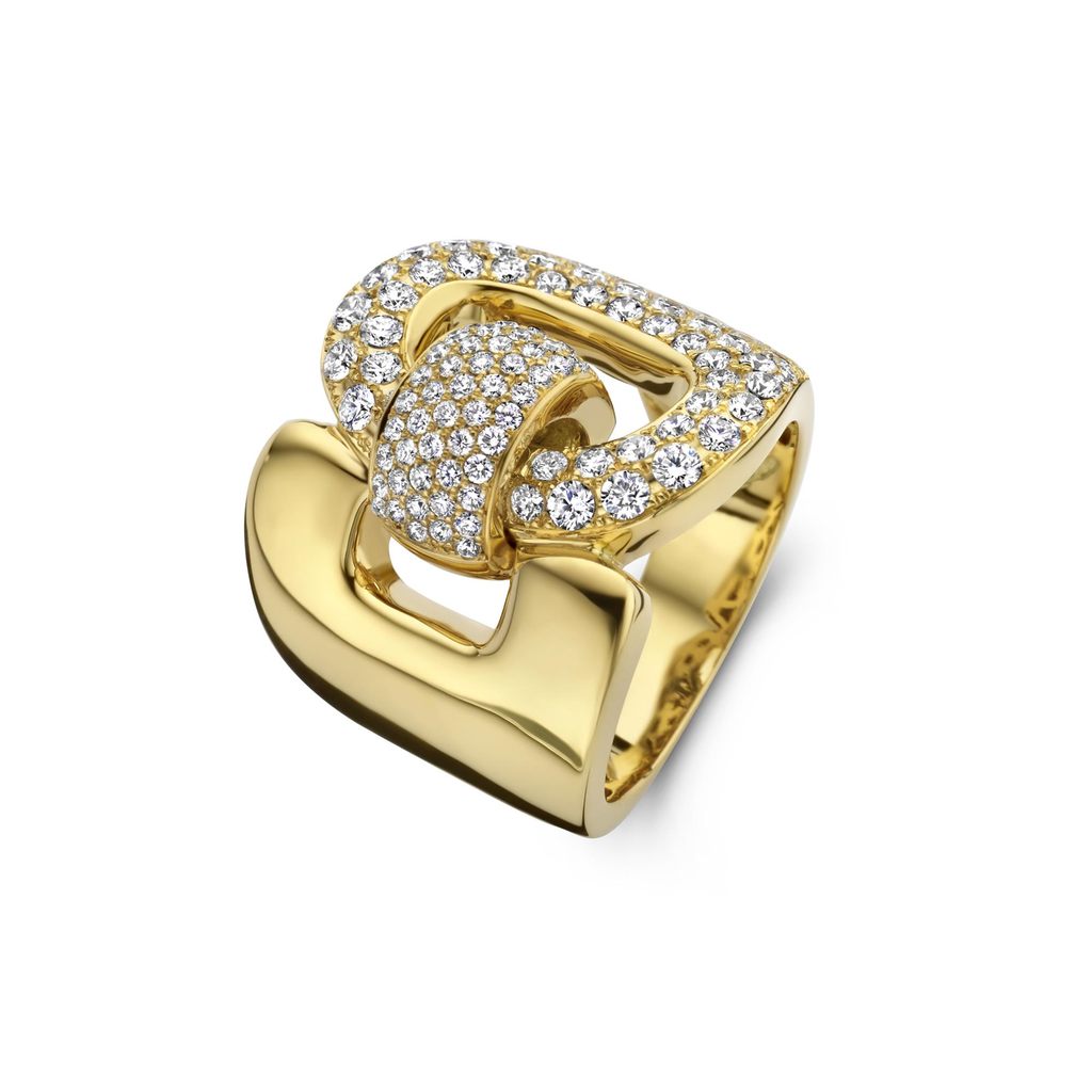 Yellow gold ring with diamonds
