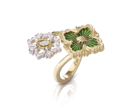 Opera Tulle ring in yellow and white gold