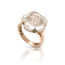 Bon Ton Ring in Pink Gold with Rock Crystal, White and Champagne Diamonds
