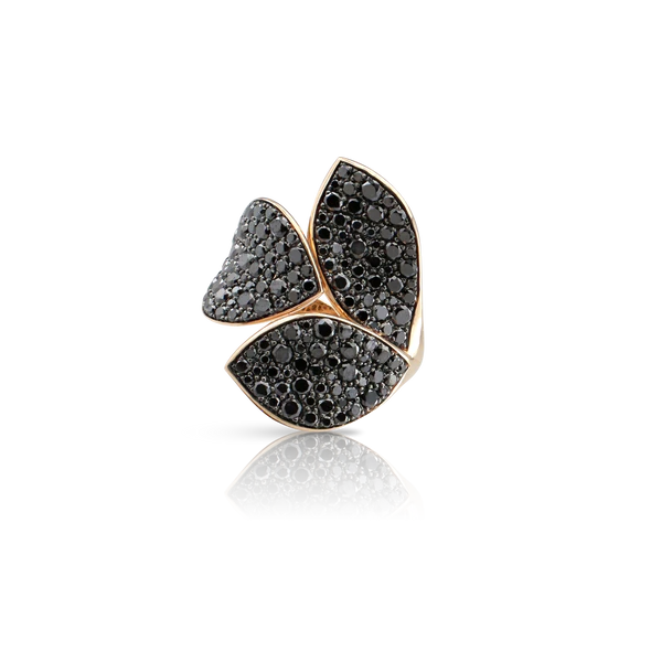 Secret Garden Three Leaves Ring in Pink Gold with Diamonds