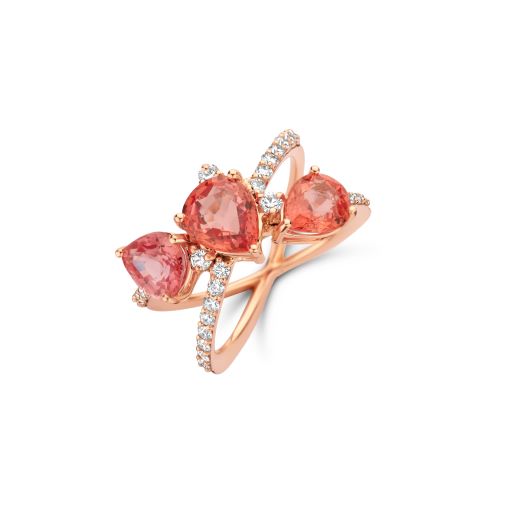 Ring in Pink Gold with Sapphires and Diamonds