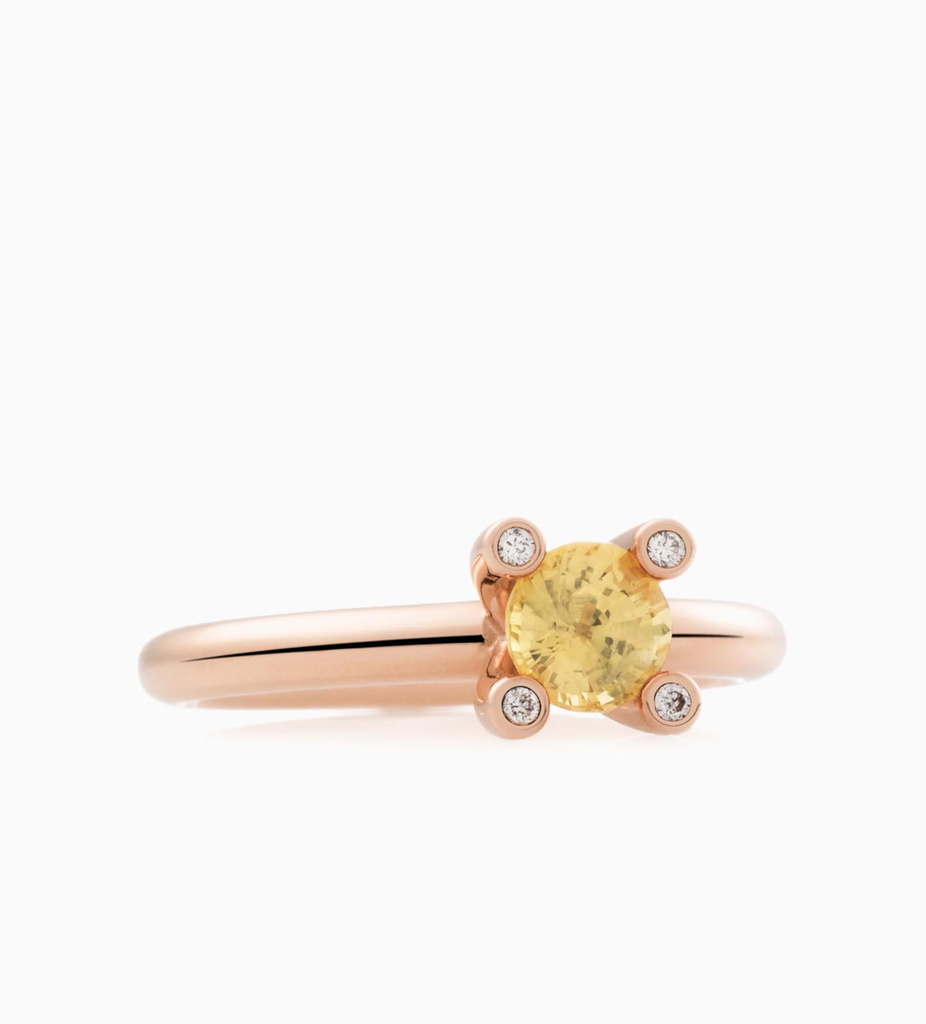 Phlox Ring in Pink Gold with Citrine & Diamonds