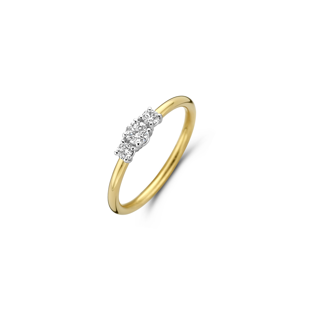 Bicolor gold trilogy ring with 3 diamonds