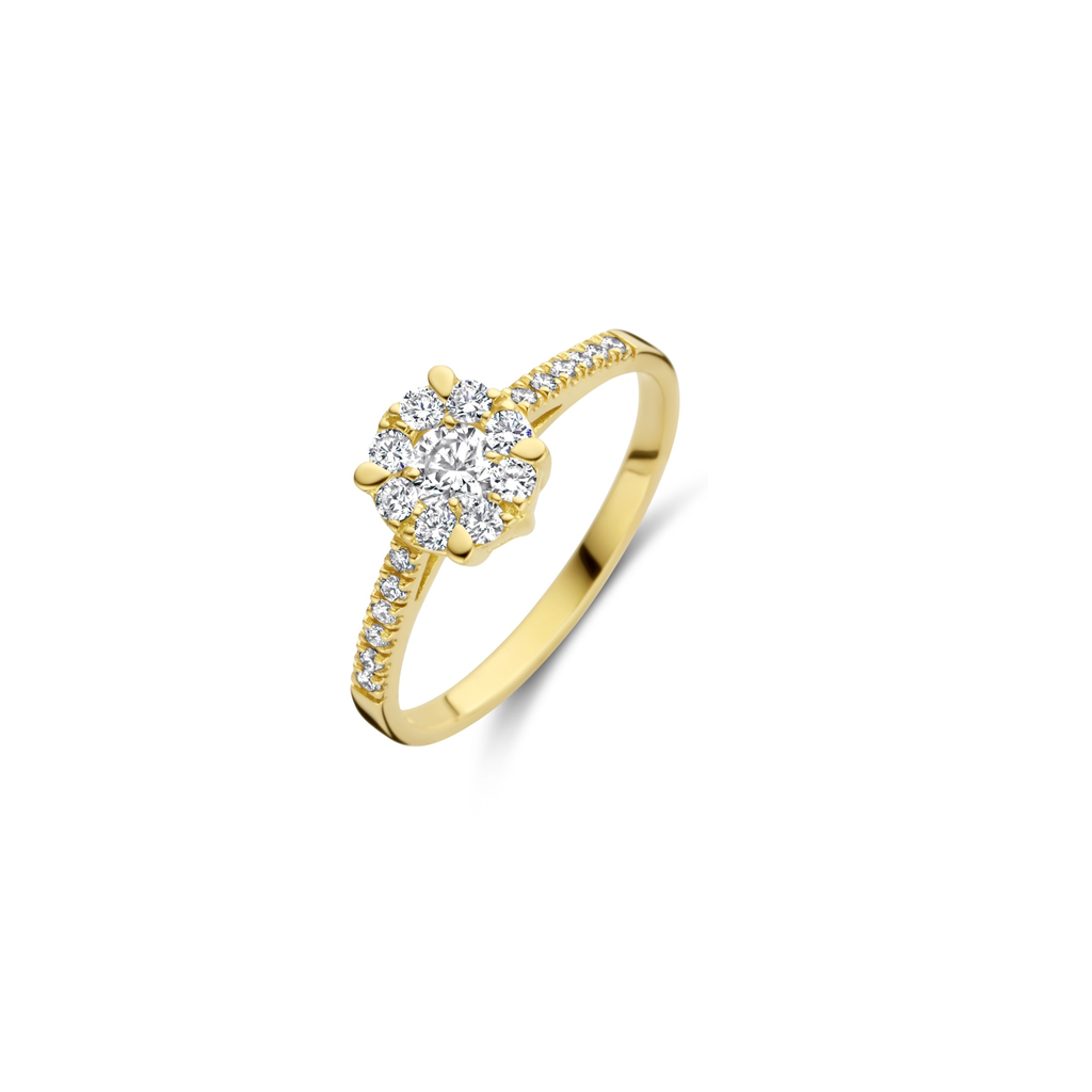Yellow gold ring with diamonds