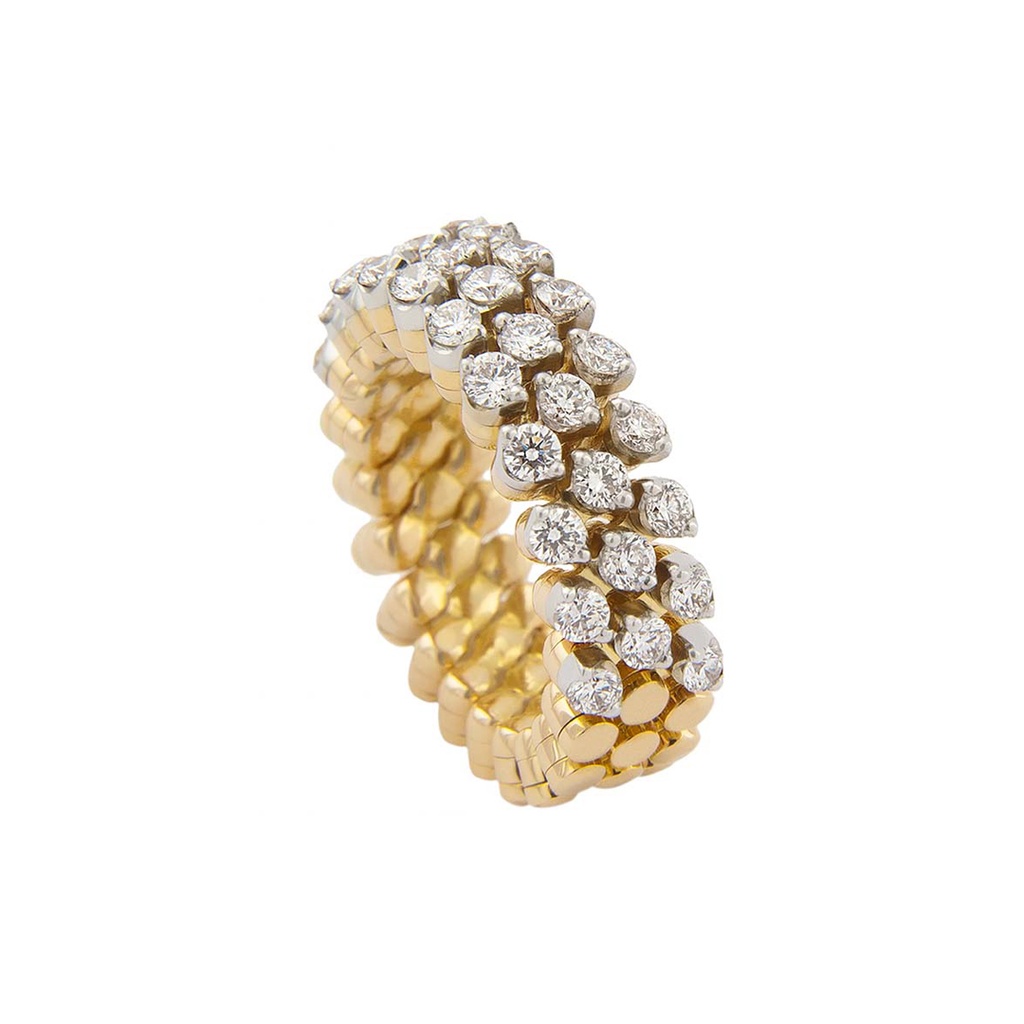 Brevetto Multisize Ring in Yellow Gold with White Diamonds
