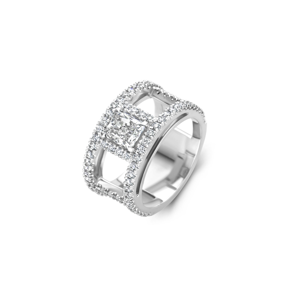 White gold ring with diamonds