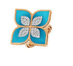 Princess Flower Ring with Diamonds & Turquoise