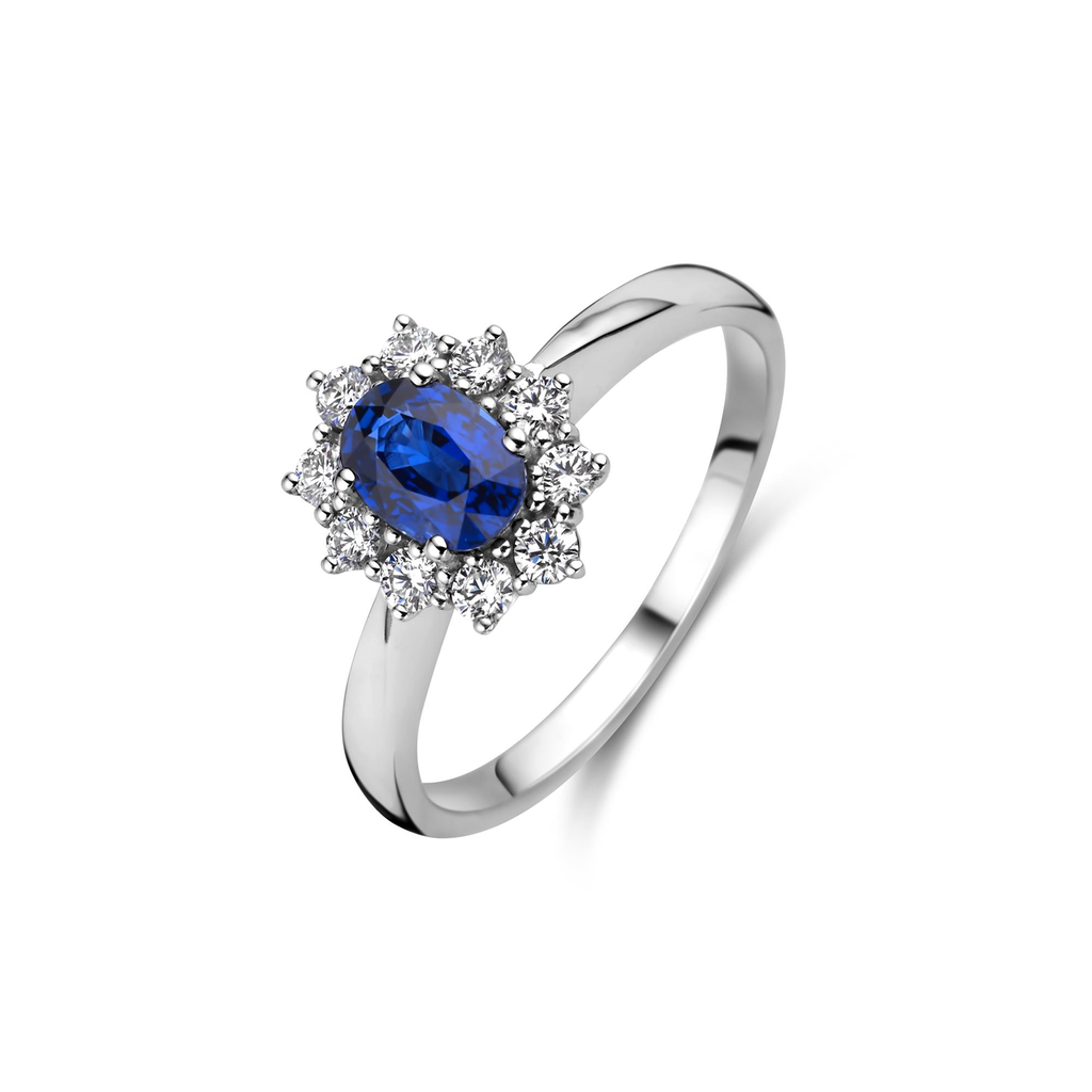 Entourage Sapphire and Diamond Ring in White Gold
