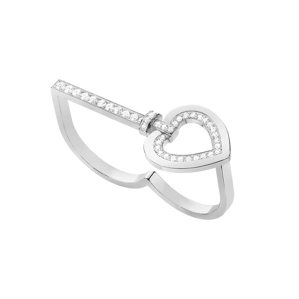 Pretty Woman Double Ring in white gold with diamonds