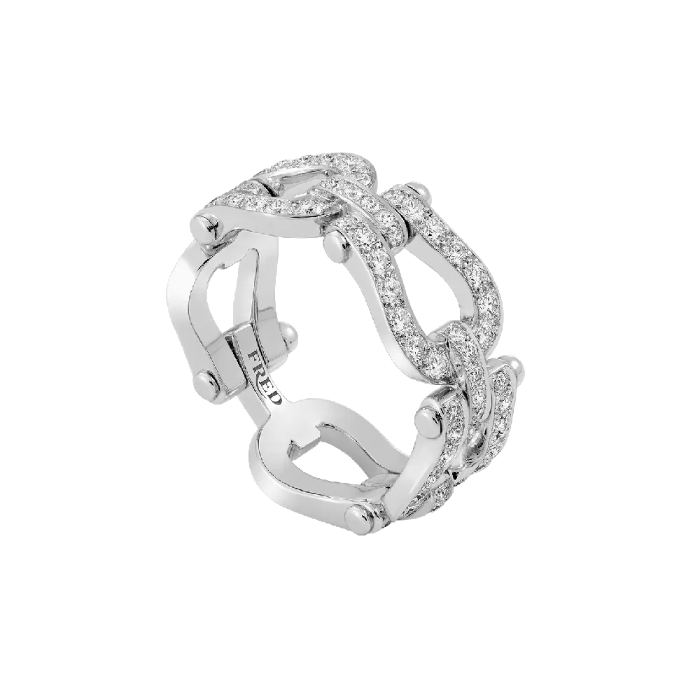 Force 10 ring Medium model in white gold with diamonds