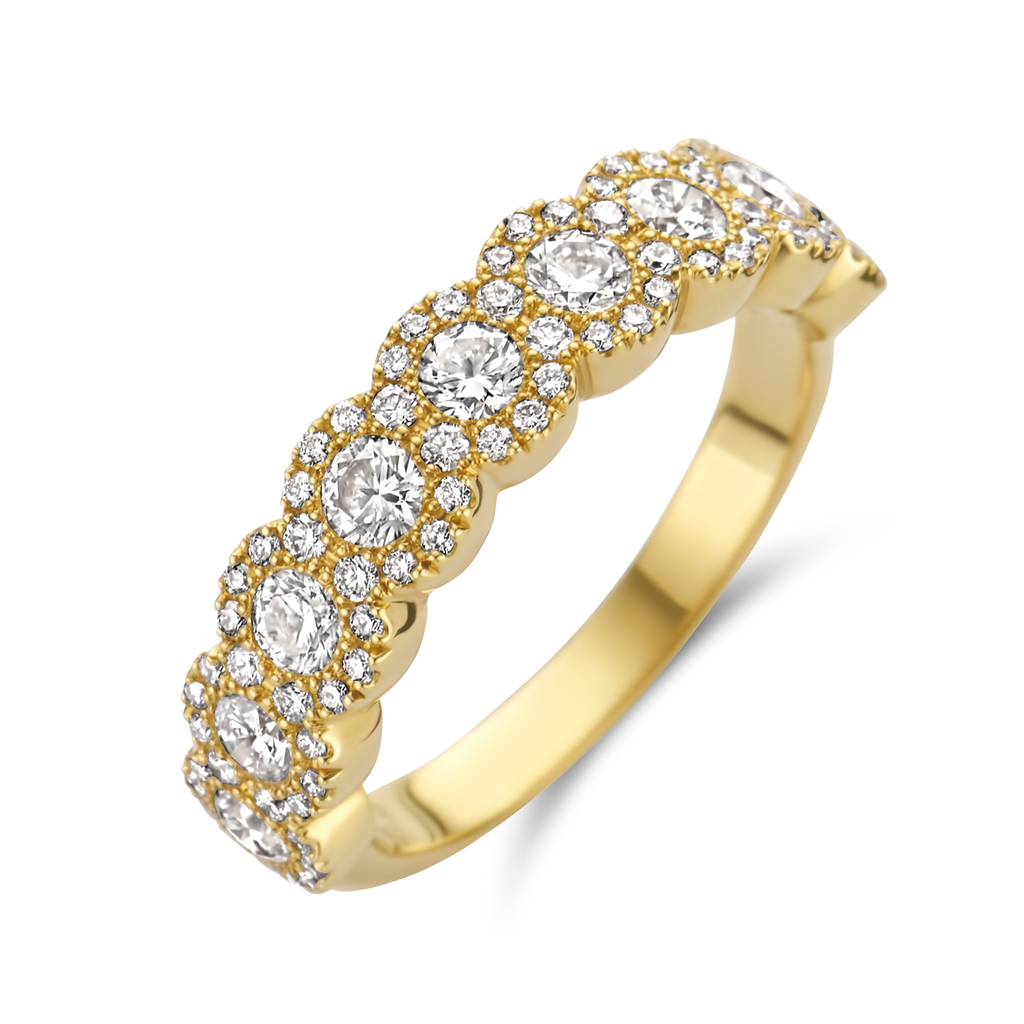 Yellow gold ring with diamonds