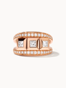 Ring CURRICULUM VITAE 3 princess cut Diamonds with Diamond Pavé
