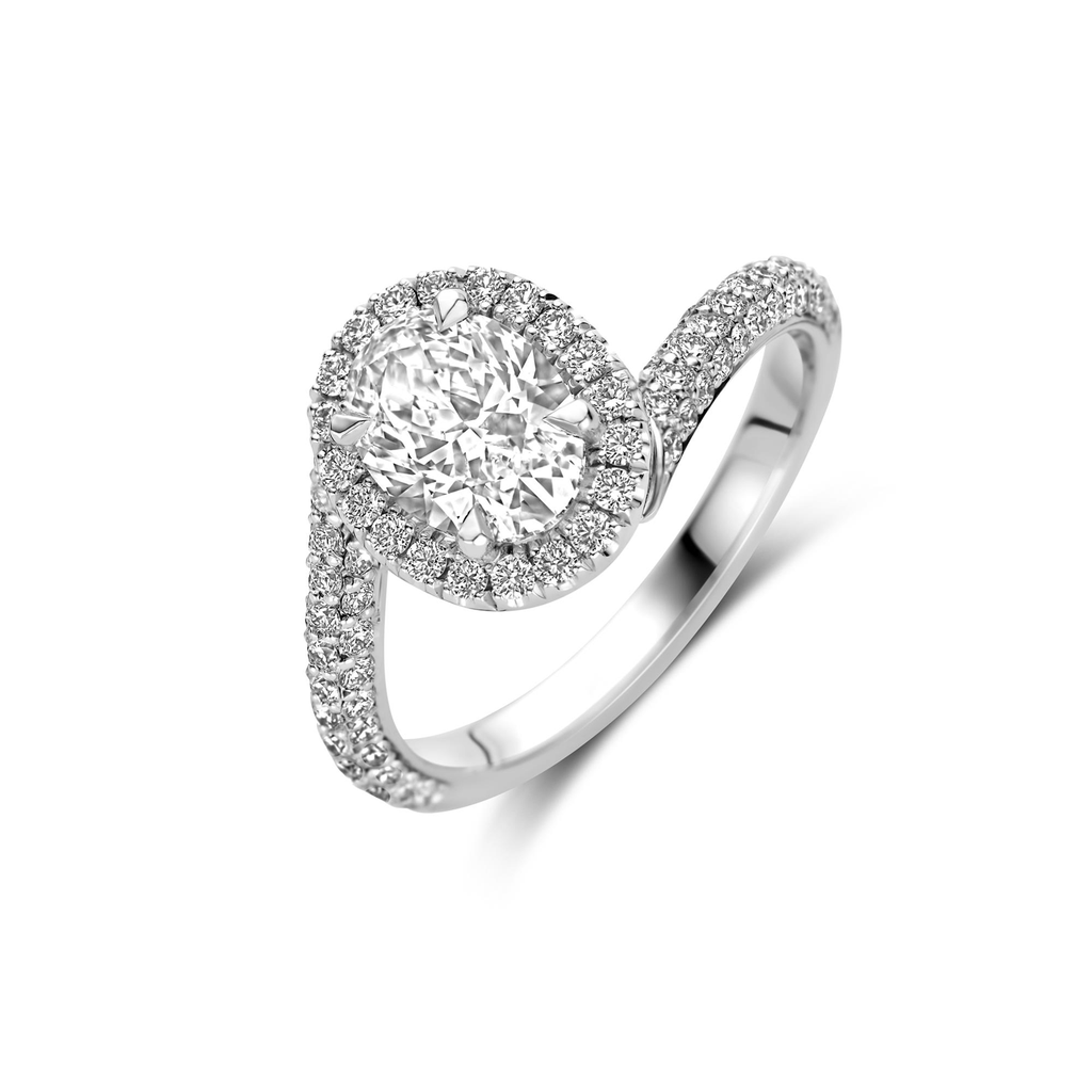 White gold ring with diamonds