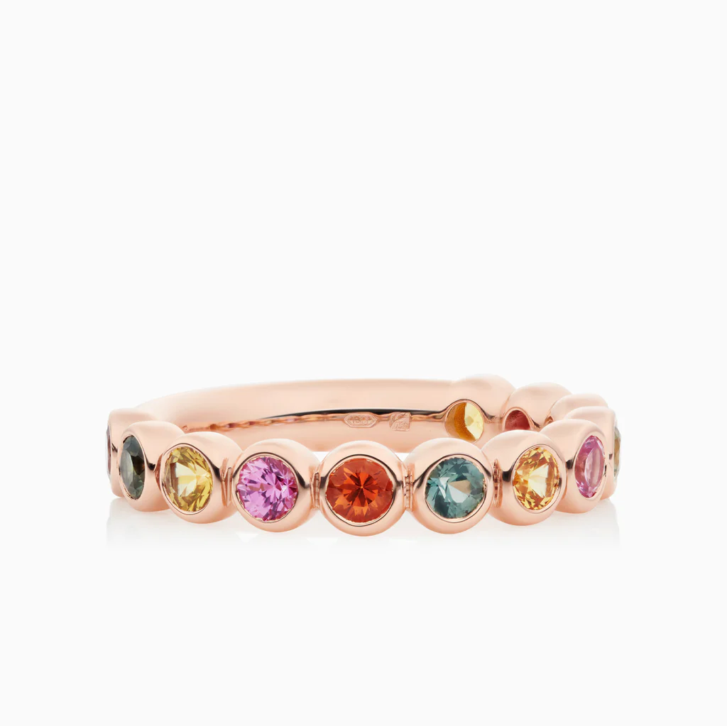 Confetti ring in pink gold with sapphires
