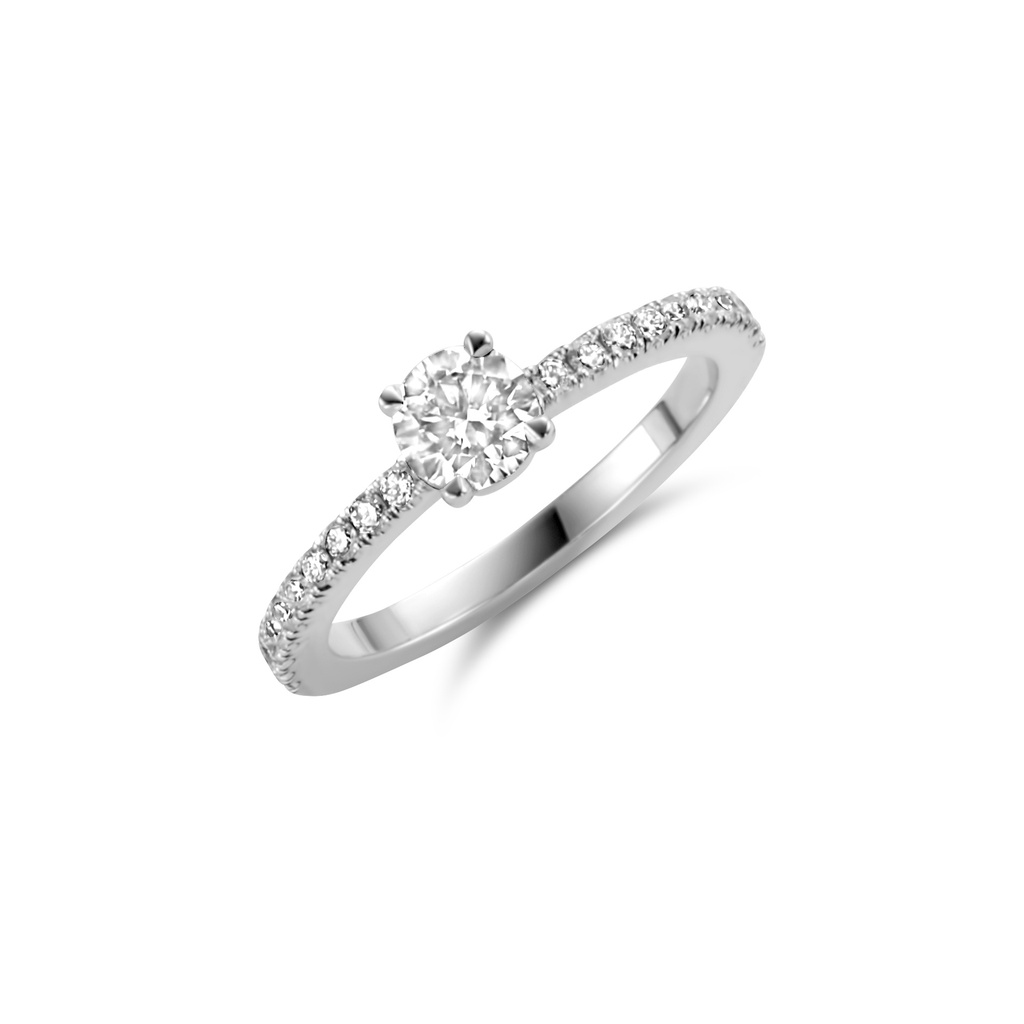 Whitegold solitaire ring with diamonds