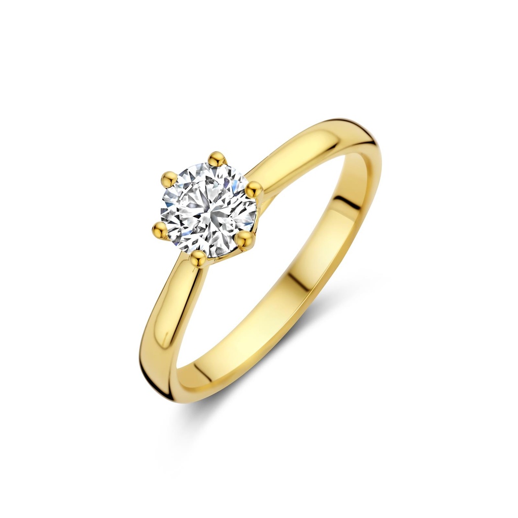 Yellow gold solitaire with diamond