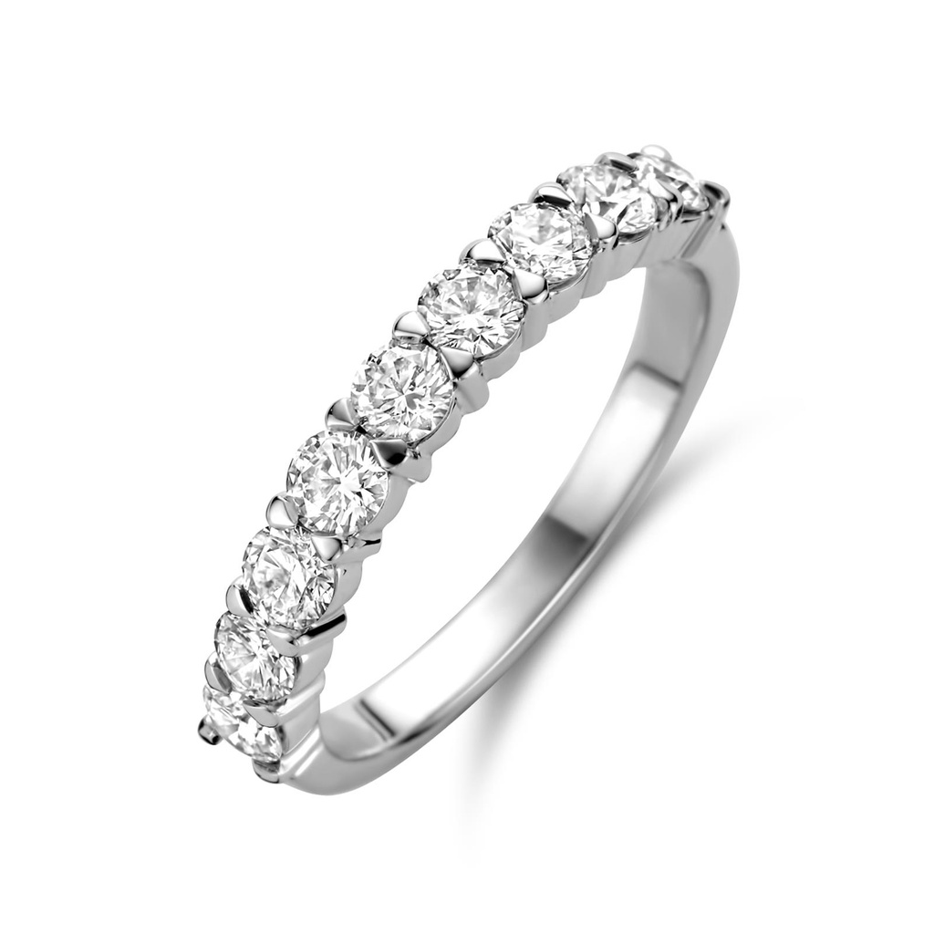 White gold wedding band with diamonds