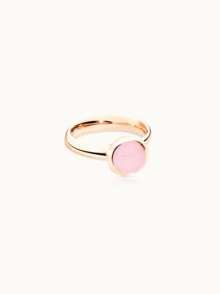 BOUTON Ring Small in Pink Gold Aqua Chalcedony