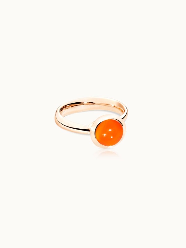 BOUTON Ring Small in Pink Gold with Carnelian