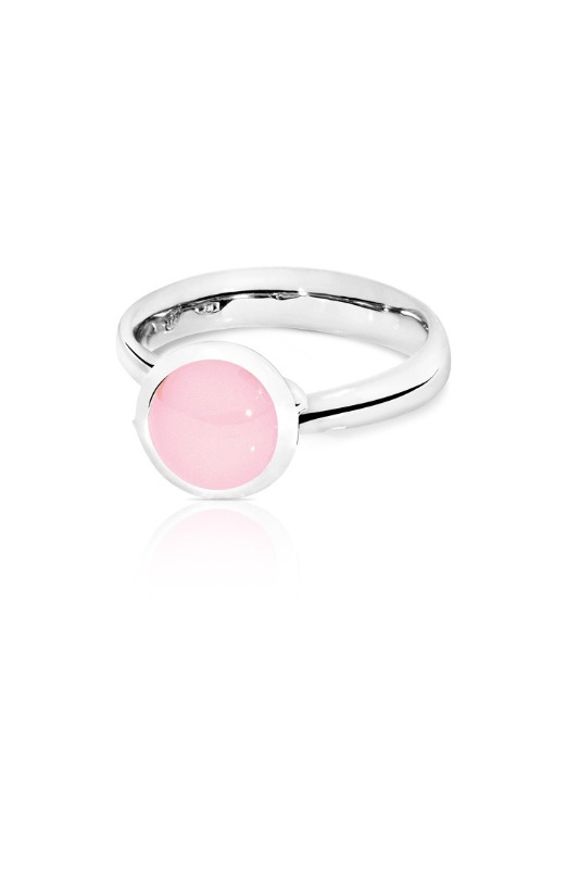 BOUTON Ring Small in White Gold with Pink Chalcedony
