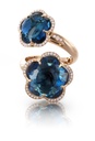Bon Ton Ring in Pink Gold with London Blue Topaz and Diamonds
