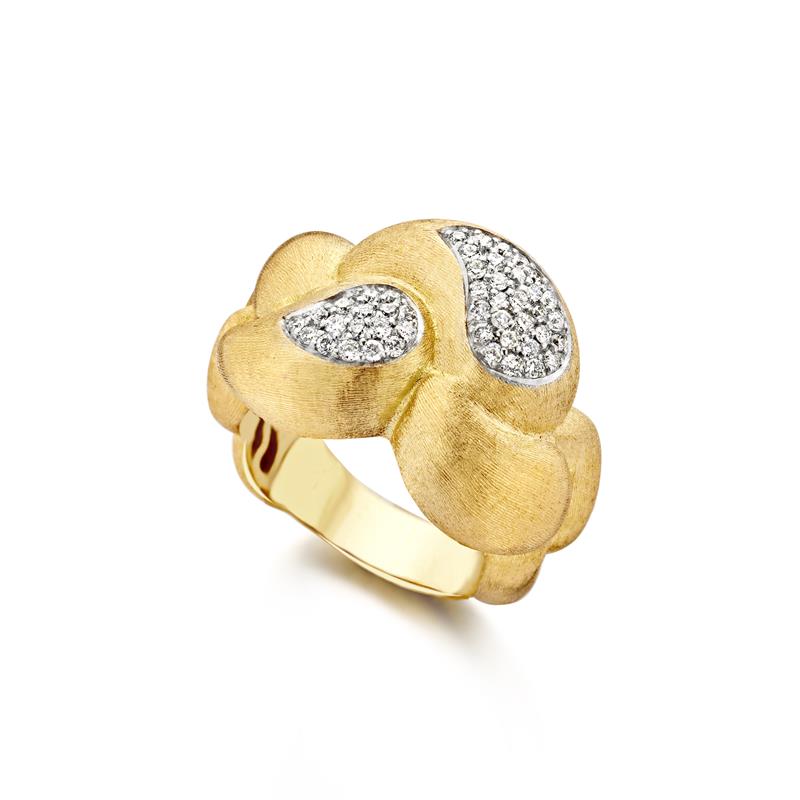Cachemire ring in yellow gold with diamonds