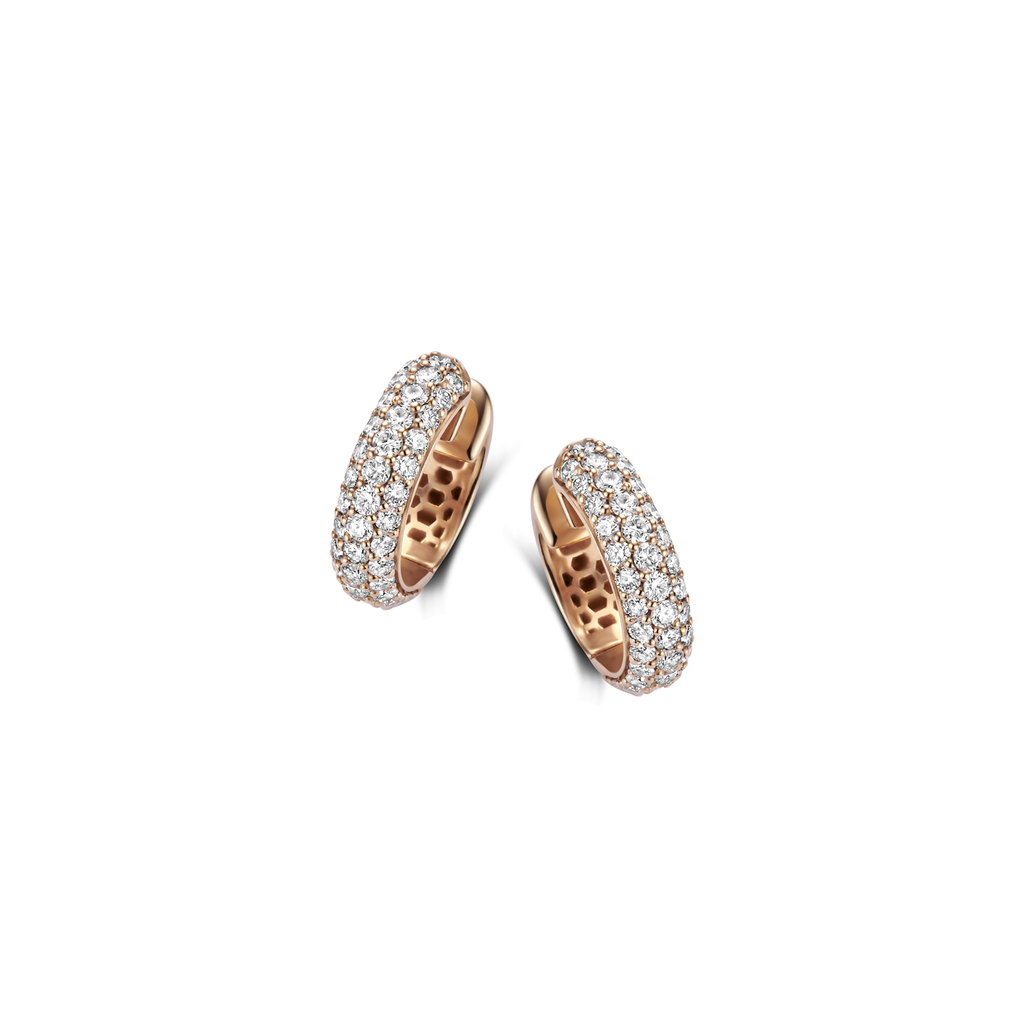 Creoles pink gold diamonds
