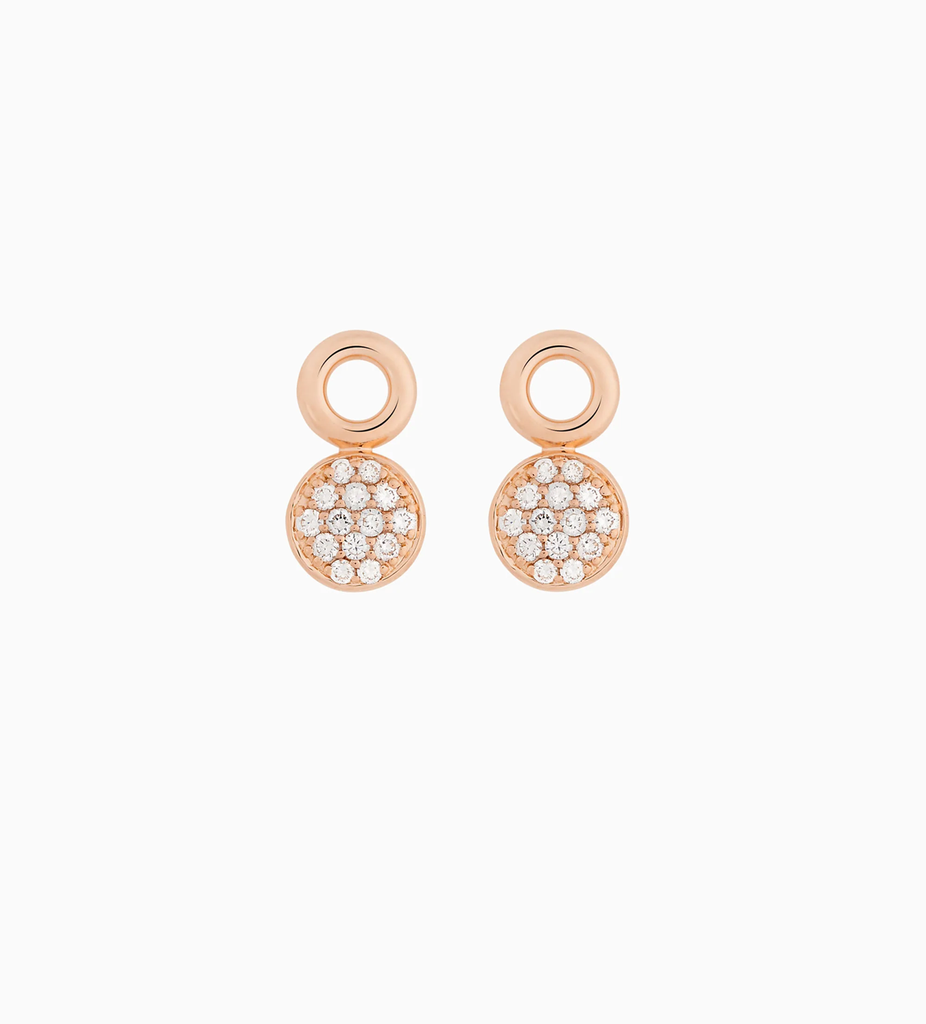 Earring pendant pink gold set with diamonds