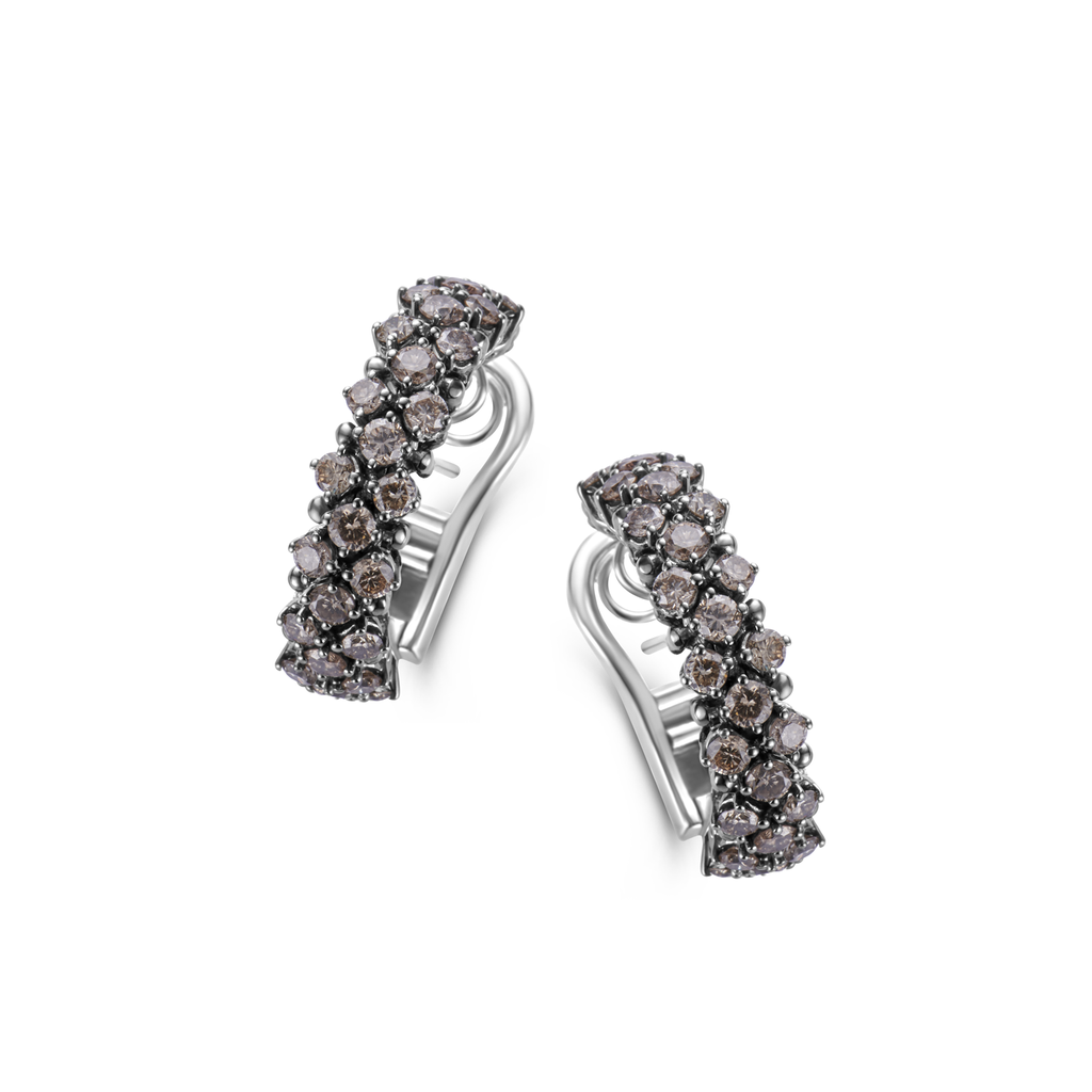 Earrings Creoles Champagne Diamond set