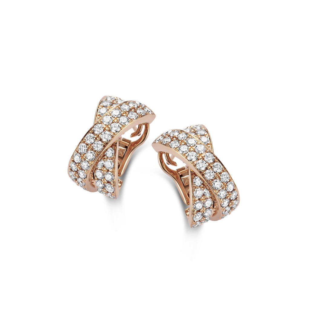 Earrings Pink Gold Croix Set