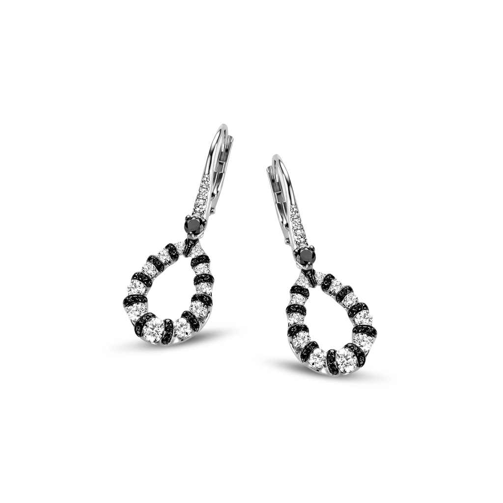 Earrings White Gold Brilliants+ Black Brilliants