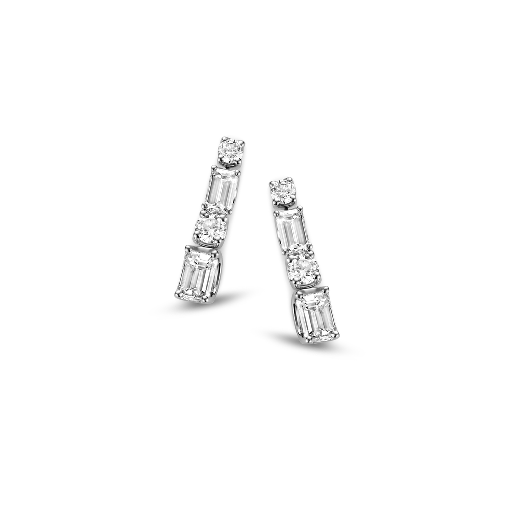 Earrings White gold Emerald Cut