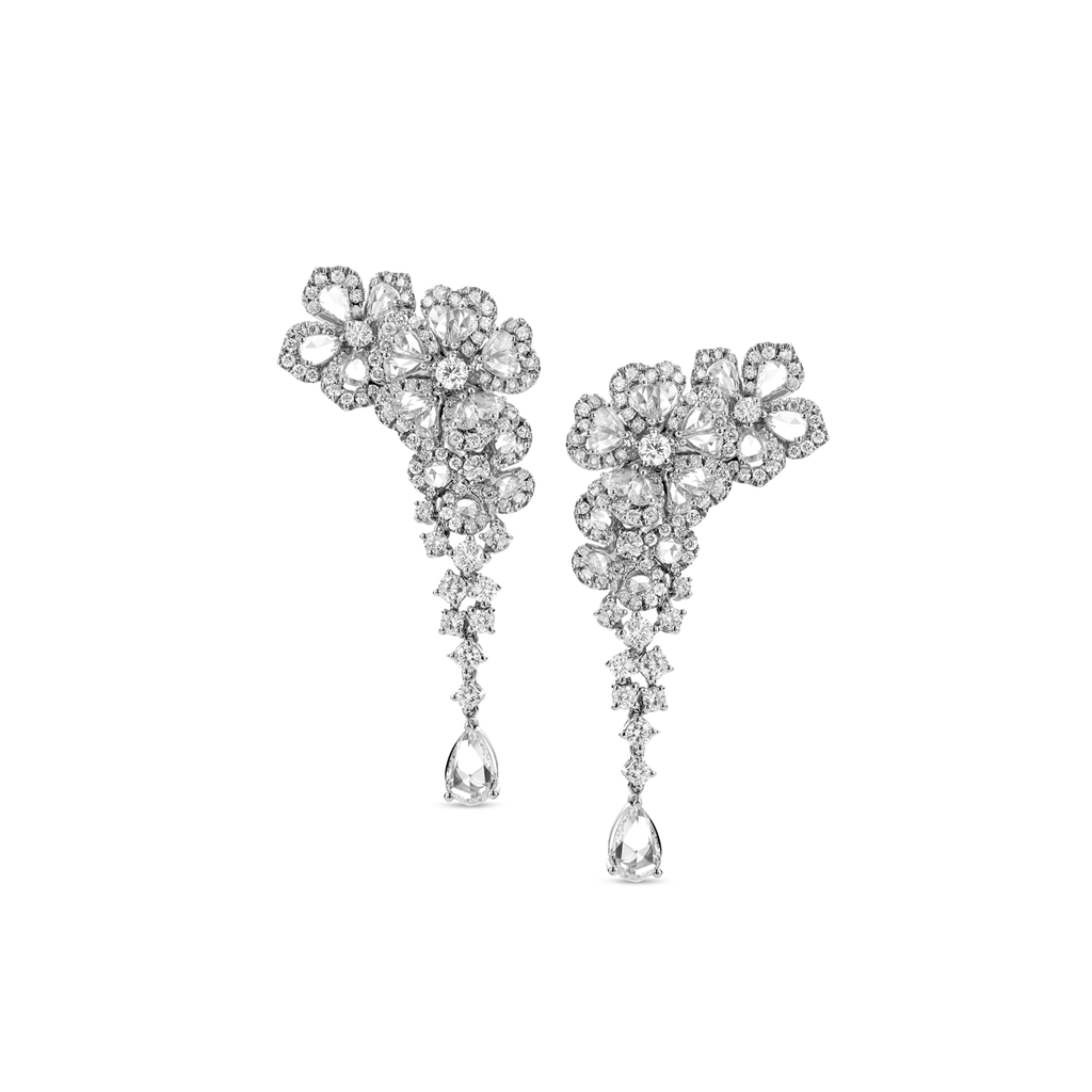 Earrings White gold Flower