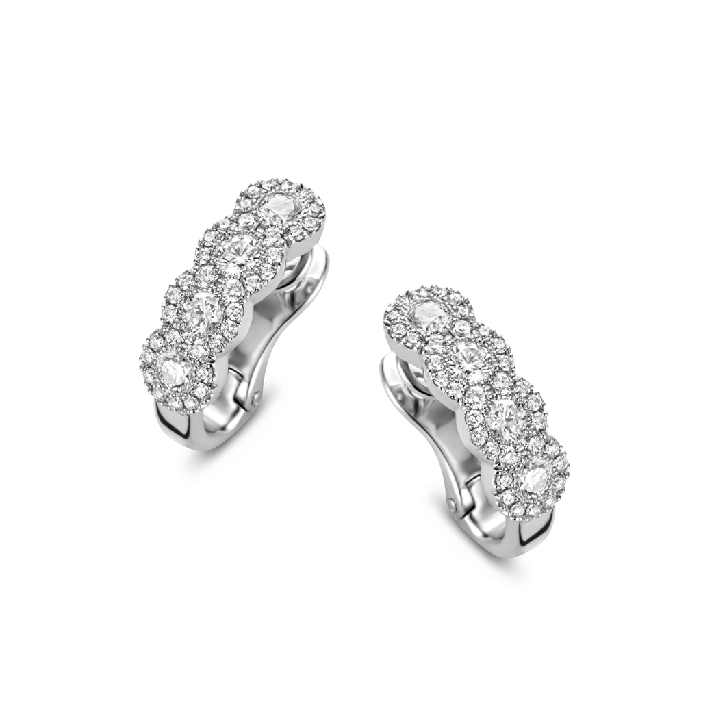Earrings white gold entourage diamond set