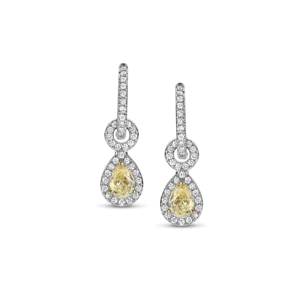 Earrings white gold yellow pear + brilliant