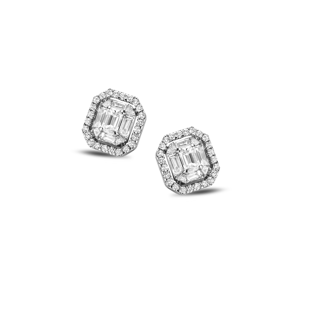 Earrings with baguette