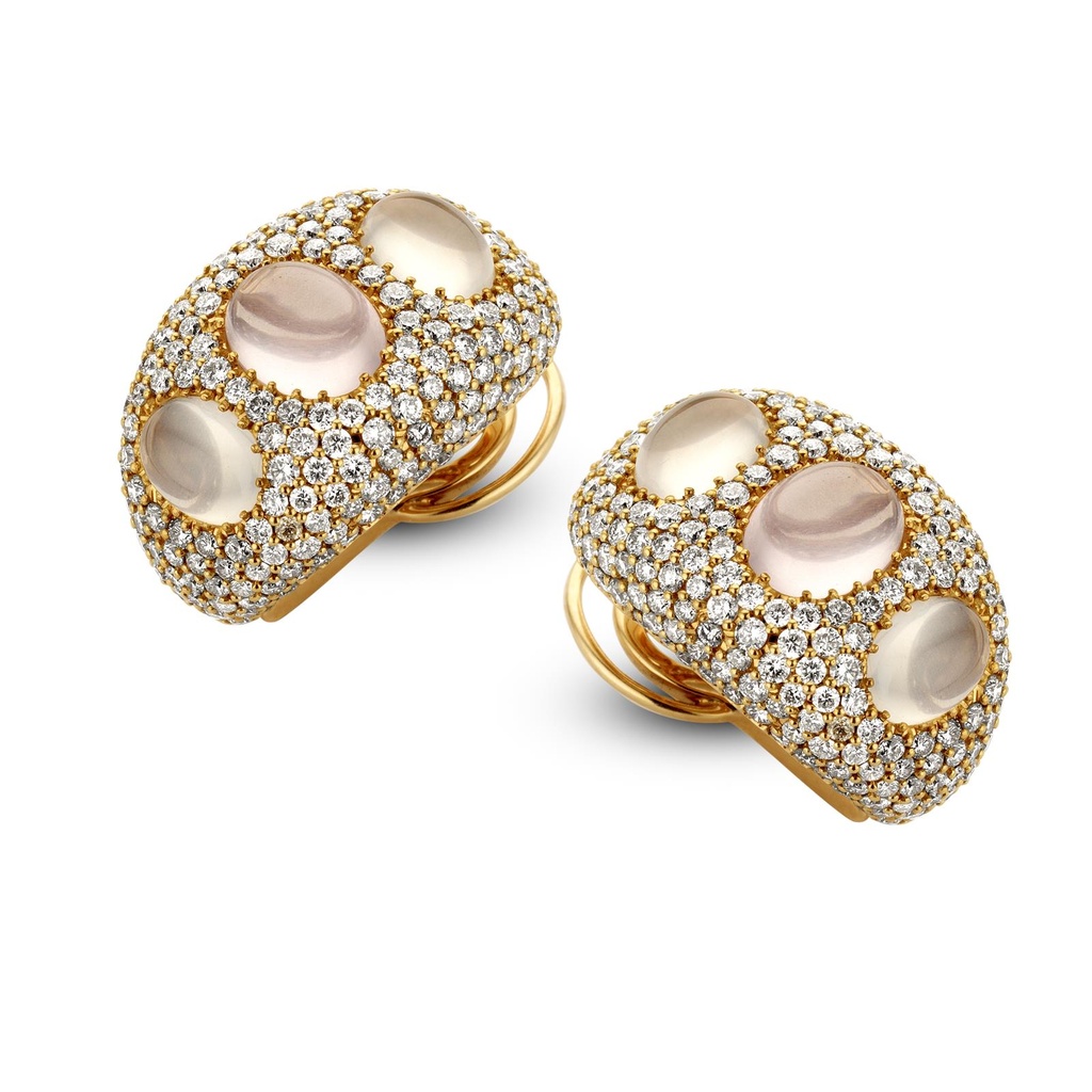 Earrings with diamonds and quartz