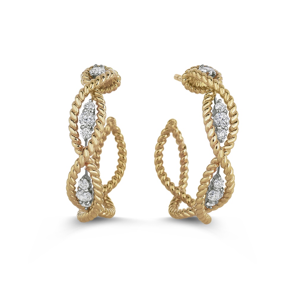 Hoops in Yellow Gold with Diamonds