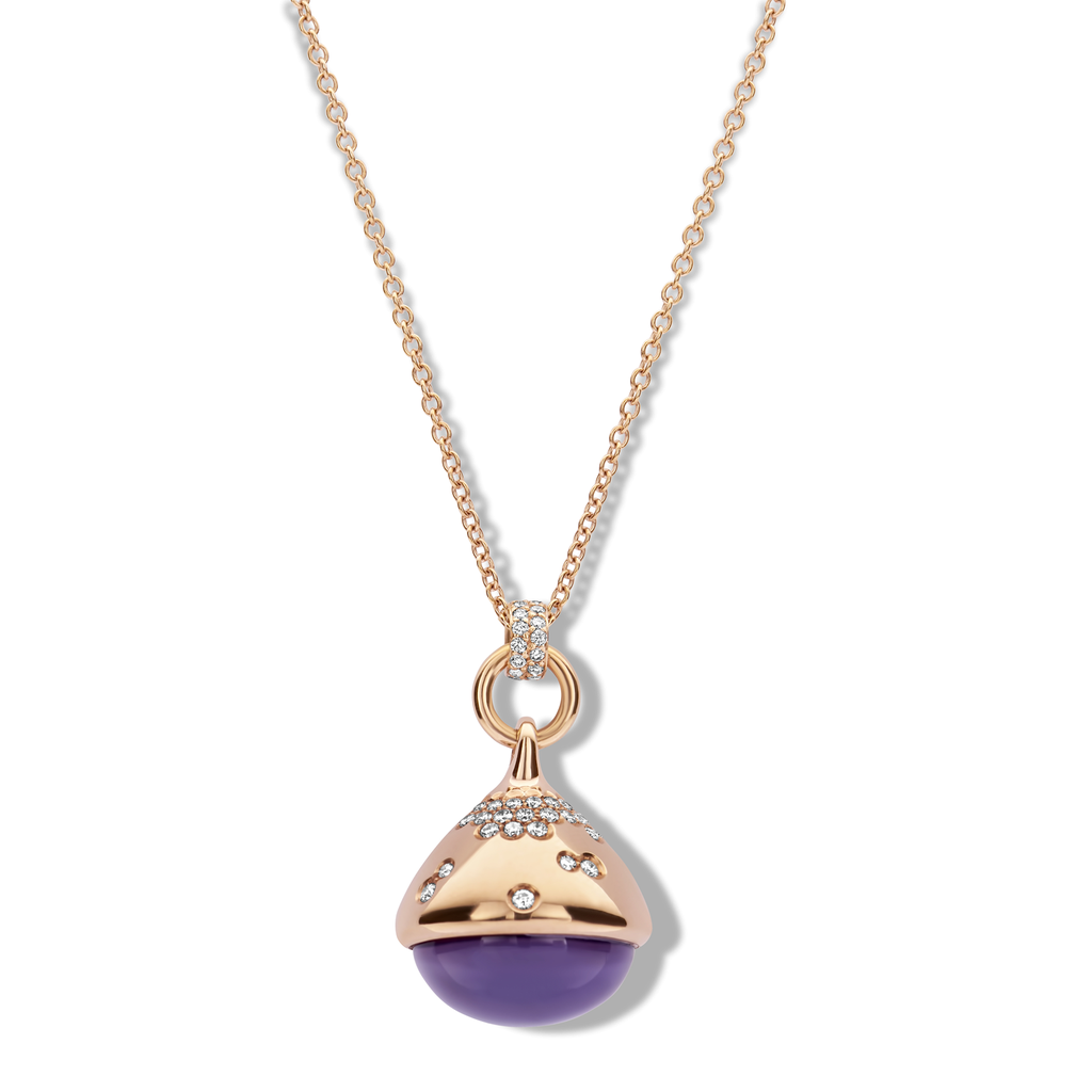 Pendant Pink Gold with Amethyst and Diamonds