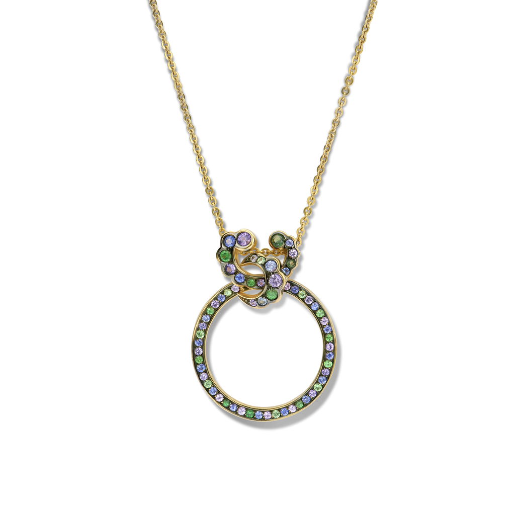 Pendentif Pink Gold Isis Tsavorite + saf